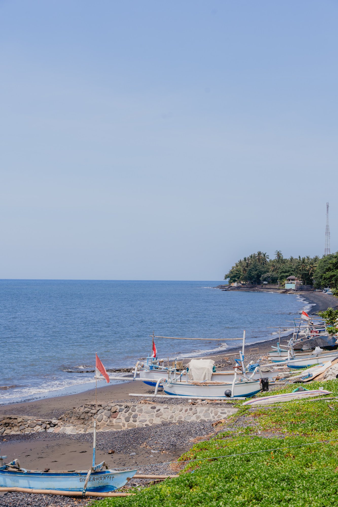 Local beach with traditional boats